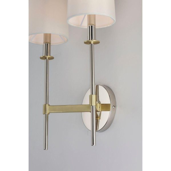 Uptown 13 in. 2 Lights Vanity Light Polished Nickel & Satin Brass Finish Online Hot Sale