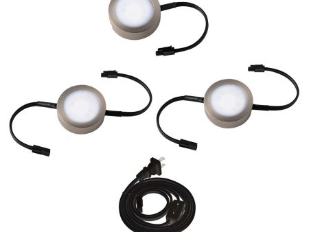 120V 3-CCT Puck Light Kit, 3  Wide, 27K|30K|35K, Brushed Nickel Fashion