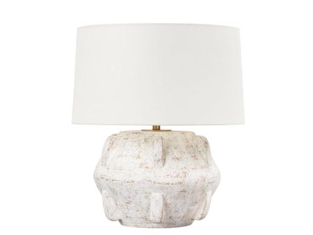 Vanda Table Lamp Ceramic Whitewash Terracotta with Patina Brass Finish For Discount