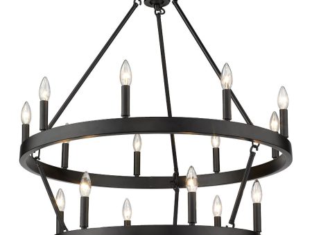 Alastair 15 lights 35 in. Chandelier Black finish For Cheap