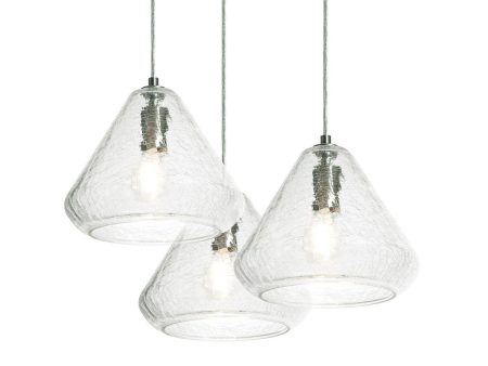 Armitage 3 lights Pendant Light Satin Nickel finish with Clear Crackle shade Hot on Sale