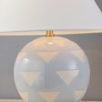 Minnie Round Table Lamp Ceramic Blue Geometric Pattern with Aged Brass Accents Cheap