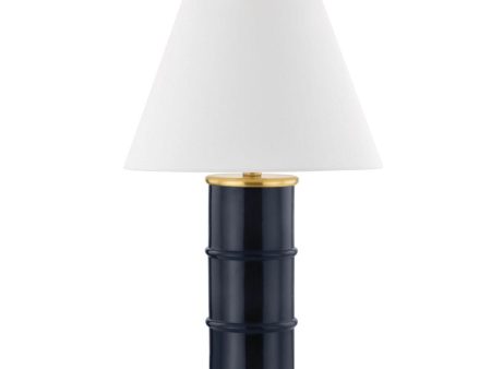 Banyan Table Lamp Ceramic Gloss Navy with Aged Brass Finish Sale