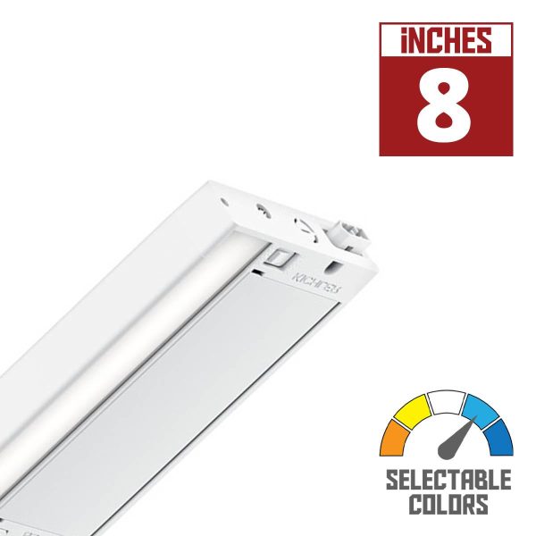 6U 8in.  LED Under Cabinet Light, 2700K|3000K, 270 Lumens, 120V, White Discount