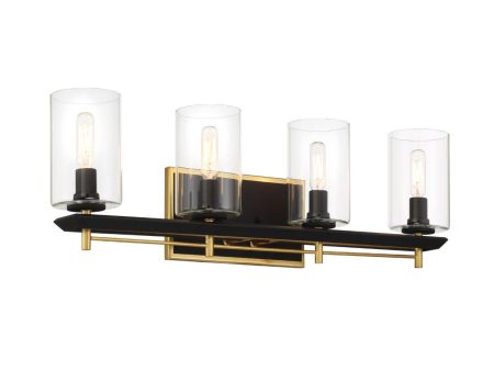 Sable point 28 in. 4 lights Vanity Light Black & Brass Finish on Sale