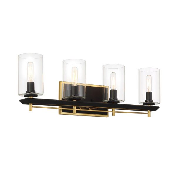 Sable point 28 in. 4 lights Vanity Light Black & Brass Finish on Sale