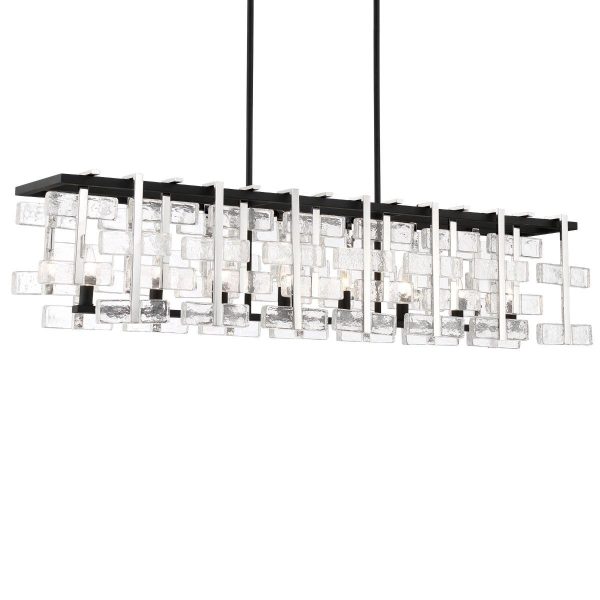 Painesdale 56 in. 8 Lights Chandelier Black & Polished Nickel Finish For Sale