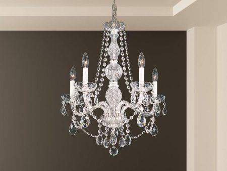 Arlington 5 Lights Polished Silver Chandelier with Clear Heritage Crystals For Cheap