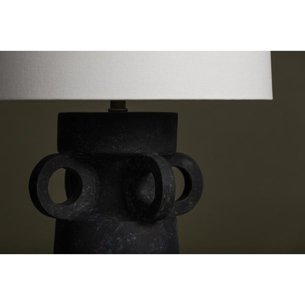 Santa Cruz Table Lamp Ceramic Artifact Black with Patina Brass Accents Online Hot Sale