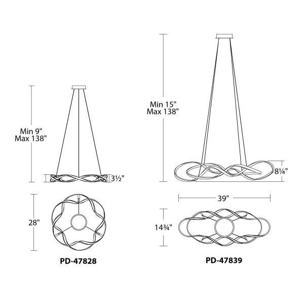 Tumbling 33 in. LED Pendant Light Chrome Finish Supply