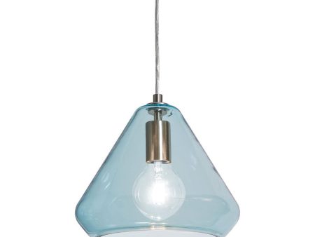 Armitage 10 in. Pendant Light Satin Nickel finish with Aqua shade Online Hot Sale