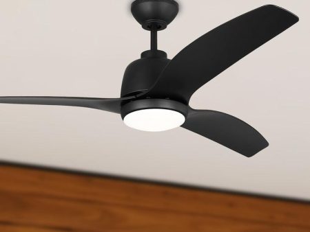 Avila Coastal 54 Inch Midnight Black Outdoor Ceiling Fan with Light and Remote For Discount