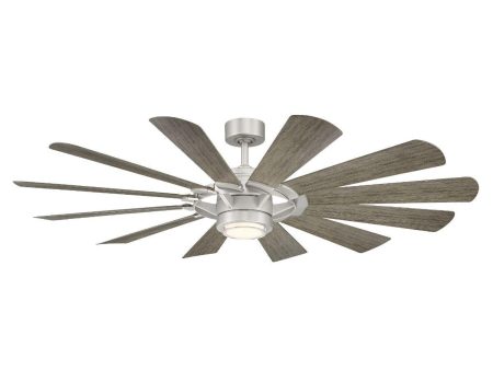 Wyndmill 65 Inch 3000K LED Smart Ceiling Fan, Steel with Weathered Wood Blades Online Hot Sale