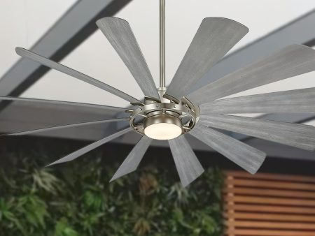 Windmolen LED 65  Wet Rated Smart Ceiling Fan, Brushed Steel Online now