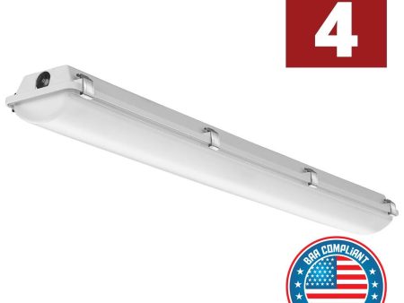 4ft LED Vapor Tight Light Fixture, 24 Watts, 4000 Lumens, 5000K, 120-277V, Low Profile For Sale