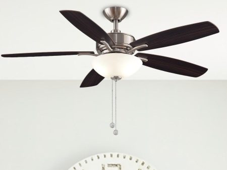 Aire Deluxe 52 Inch Brushed Nickel Ceiling Fan with Light Kit and Pull Chain Fashion