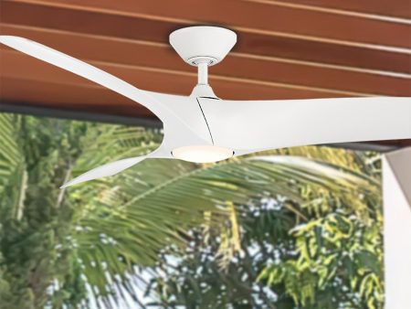 Zephyr 62 Inch Wet Rated CCT LED Smart Ceiling Fan, Matte White on Sale