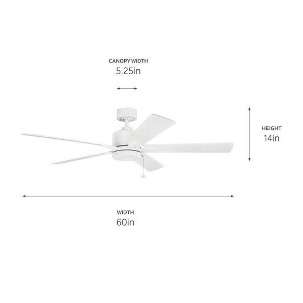 Lucian II 60 Inch Matte White Indoor Ceiling Fan with Pull Chain Supply