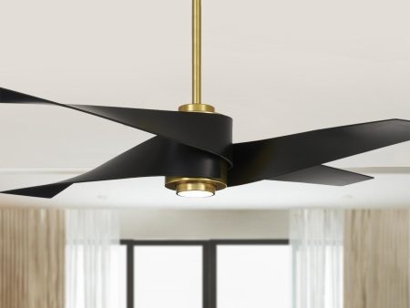 Artemis IV LED 64   Brass and Black Ceiling Fan with Remote Hot on Sale