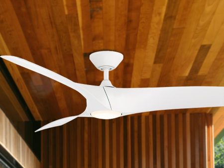 Zephyr 52 Inch Wet Rated CCT LED Smart Ceiling Fan, Matte White Sale