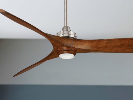 Aviation 60  Brushed Nickel and Distressed Koa Ceiling Fan with Light and Remote Online Hot Sale