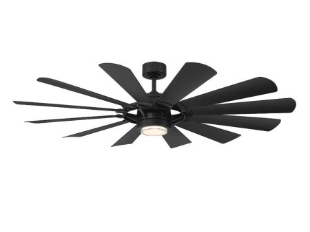 Wyndmill 65 Inch 3000K LED Smart Ceiling Fan, Matte Black Online Hot Sale