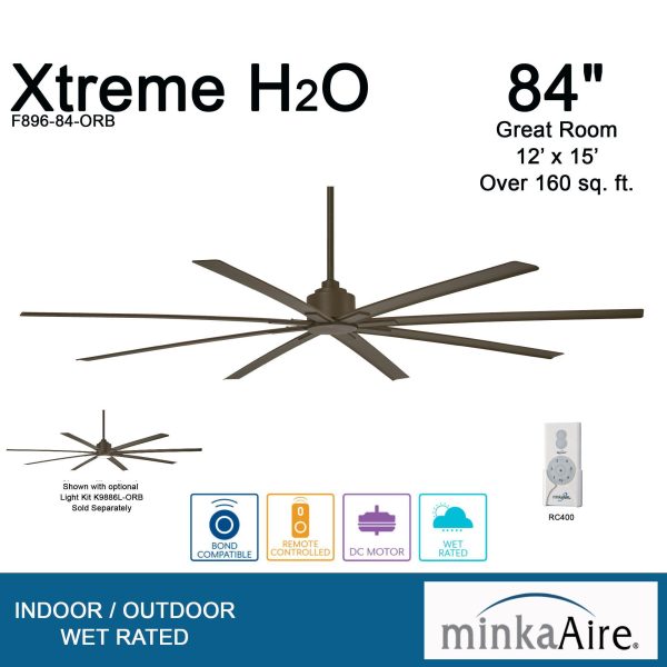 Xtreme H2O 84  Large Windmill Outdoor Ceiling Fan with Remote, Oil Rubbed Bronze For Discount