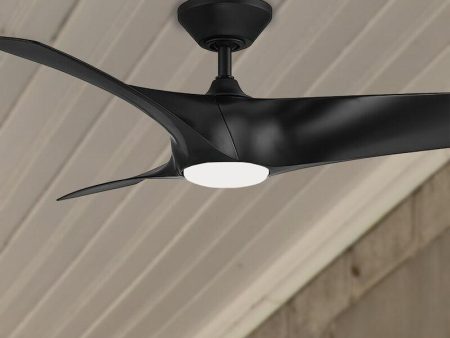 Zephyr 52 Inch Wet Rated 3000K LED Smart Ceiling Fan, Matte Black For Cheap