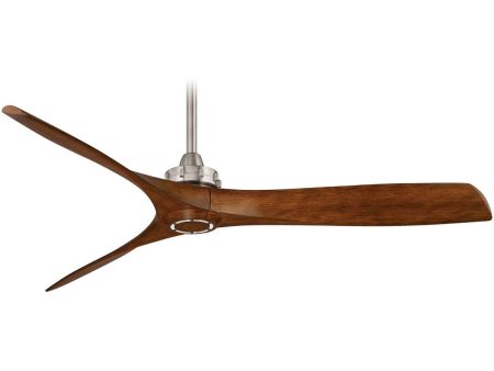 Aviation 60  Brushed Nickel and Distressed Koa Indoor Ceiling Fan with Remote on Sale