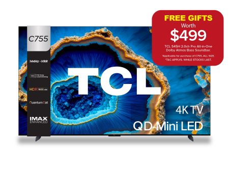 【5 Years Warranty】2024 TCL C755 QD-Mini Led 4K TV | 55 65 75 85 98 |  AI Smart Google TV| Eye Care【Special Promo Limited Time Only】 Discount