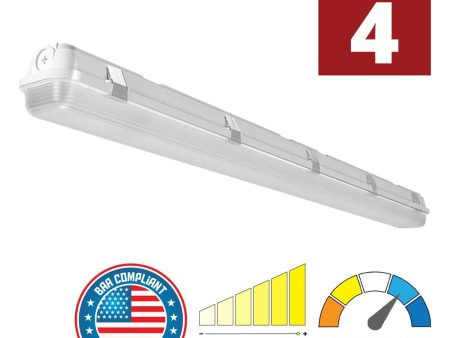 4ft Vapor Tight LED Light, 50 Watts Adjustable, 6800 Lumens, 35K 40K 50K, 120-277V Online Hot Sale