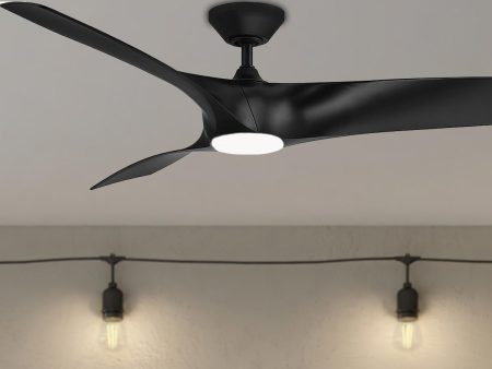 Zephyr 62 Inch Wet Rated CCT LED Smart Ceiling Fan, Matte Black Sale