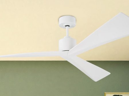 Adler 60 Inch Matte White Damp Rated Modern Ceiling Fan with Remote Discount