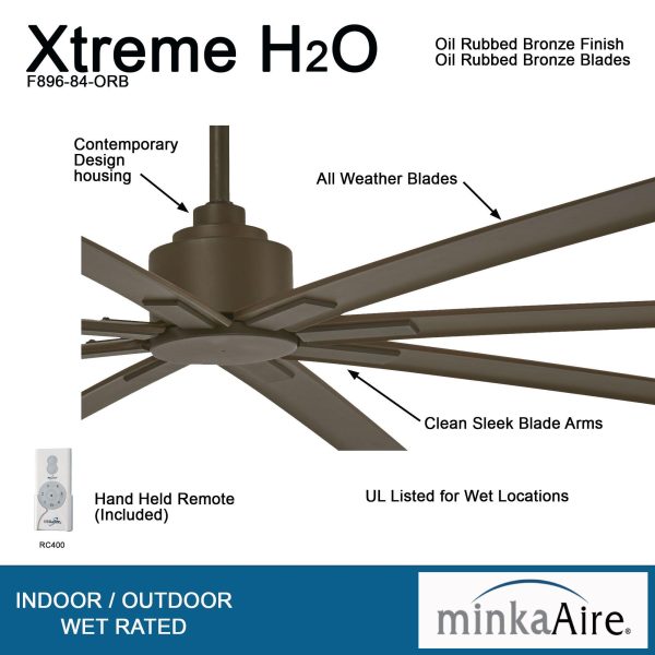 Xtreme H2O 84  Large Windmill Outdoor Ceiling Fan with Remote, Oil Rubbed Bronze For Discount