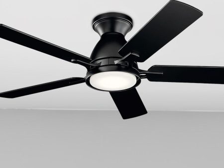 Arvada 44 Inch Satin Black LED Ceiling Fan with Wall Control, Reversible Black and Walnut Blades For Cheap