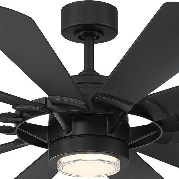 Wyndmill 65 Inch 3000K LED Smart Ceiling Fan, Matte Black Online Hot Sale