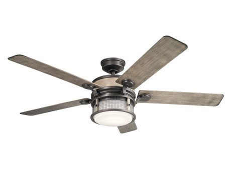 Ahrendale 60 Inch Anvil Iron Caged LED Outdoor Ceiling Fan with Wall Control Online Sale