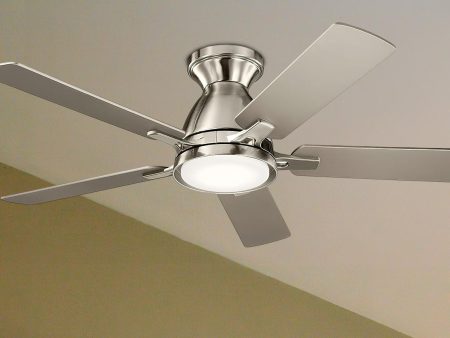 Arvada 44 Inch Steel LED Ceiling Fan with Wall Control, Reversible Silver and Walnut Blades Sale